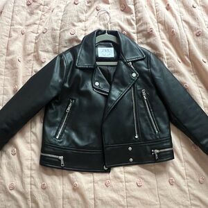 Zara Black Leather Biker Jacket